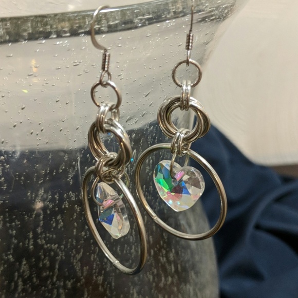Hand Crafted Jewelry - 14519-14 Glass Heart Earrings